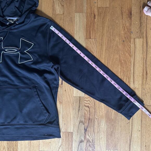 Under Armour Hoodie Men's S Black Small Loose Hooded Center Logo Sweatshirt - Picture 5 of 11